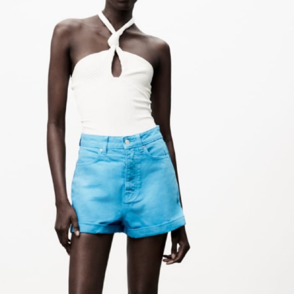 Zara mom fit denim shorts